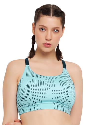 Clovia WomenS Medium Impact Padded Printed Sports Bra With Removable Cups (Brs067P03_Blue_Xxl)