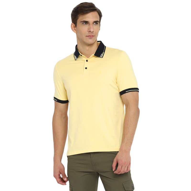 Turtle Men Cotton Stretch Solid Polo Neck T-Shirts Yellow