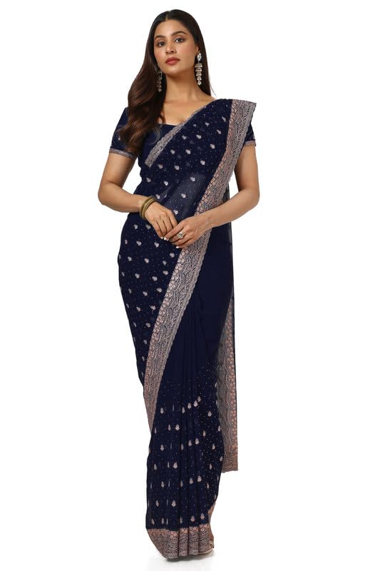 Soch Women Floral Embroidered Georgette Saree with Work