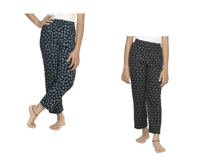 Girls Printed Cotton Regular Fit Pyjamas Lower (Pack of 2) Black2::Black6 15-16