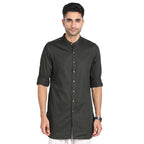 Turtle Men 100% Cotton Dark Green Jacqard Print Slim Fit Ceremonial Kurta