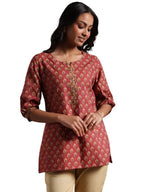 Libas WomenS Cotton Blend Self Design Anarkali Kurtis (26846H Pink
