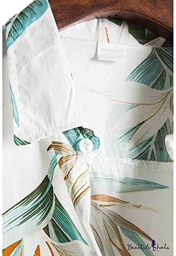 Leriya Fashion Shirt for Men | Tropical Leaf Printed Rayon Shirts for Men | Preppy Short Sleeves | Spread Collared Neck | Perfec