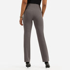BlissClub Ultimate Sculpt Straight Pants -Regular Below 54, Ribbed Waistband, 2 Zippered Pockets, Feels Like Second Skin, Strai
