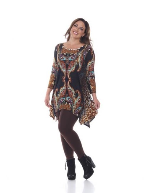 PS1300-03-3XL Plus Marlene Top & Tunic&#44; Brown & Multi Color - 3XL