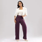 BlissClub AM:PM Cotton Wide Leg Pants - Lite, Cotton Pants, Wide Waistband, Slit at Hem, Side Pockets,Tall Above 55