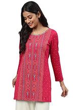 Pink Jacquard Short Kurti