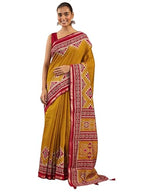 Libas Womens Solid Cotton Blend Saree With Blouse Piece