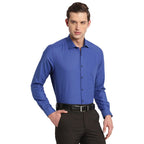 Turtle Men Blue Cotton Solid Slim Fit Formal Shirts