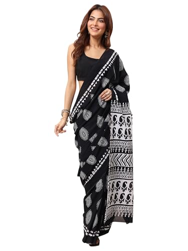Libas Women39 Cotton Sarees (16203_Black 3)