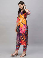 ANNI DESIGNER Womens Cotton Blend Straight Printed Kurta with Pant (Wahida Purple_S_Purple_Small)