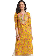 Rytras Women'S Cotton Printed Straight Kurti (Xx-Large) Yellow