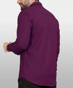 Tee Projekt Mens Regular Fit Solid Soft Touch Cotton Casual Shirt with Pocket Design with Spread Collar & Full Sleeves. Purple