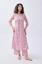 Toochki Salwar Suit For Women | Two Piece Salwar Suit For Women | Cotton Salwar Suit | Light Pink Floral Printed Salwar Suit | R