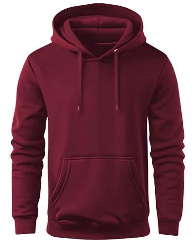 ADRO Men's Cotton Neck Hooded Sweatshirt (H22-M-PLN-MR_Maroon_XL)