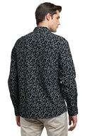 Turtle Men Cotton Linen Slim Fit Black Casual Shirt