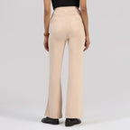 BlissClub AM:PM Cotton Flare Pants for Women Above 55 ft Tall | Wide Waistband, 4 Pockets | Bell Bottom Pants and high Waist Tr