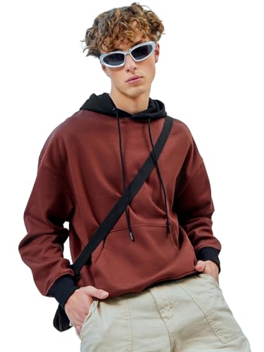 Bewakoof Heavy Duty 1.0 MenS Solid Oversized Hoodies_596378_Maroon_3Xl