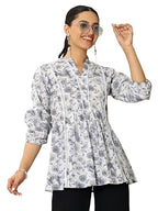 Libas WomenS Cotton Floral A-Line Kurtis (29370O_Grey_L)