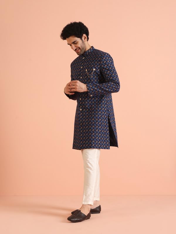 Kisah Cotton Blend Sherwani Trouser Set For Men | Mens Indo-Western Sherwani Set For Weddings And Functions Mens Ethnic Collecti