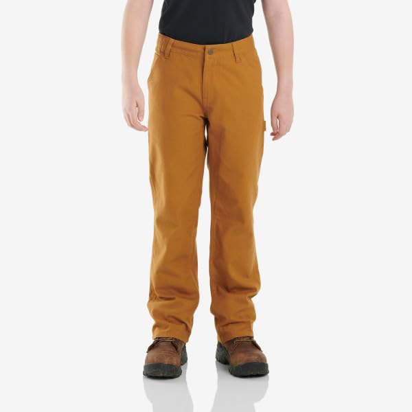 Carhartt Boys' Washed Dungaree Pants (Lined and Unlined), Brown, 6