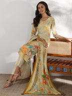 Libas WomenS Silk Blend Kurta Set (49255_Beige