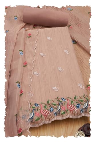 Soch Women Crushed Tissue Embroidered Unstitch Dress Material with Thread Work