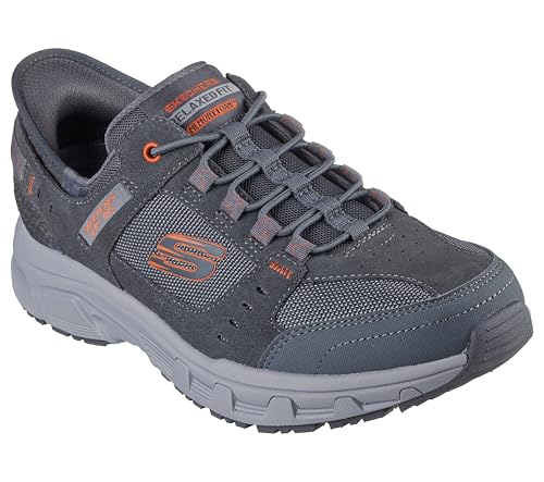Skechers Men's Oak Canyon Consistent Winne Hands Free Slip-in Sneaker, Gray/Orange, 10 X-Wide
