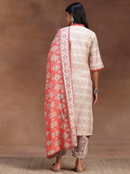 Libas Womens Printed Silk Blend Straight Kurta With Salwar And Dupatta