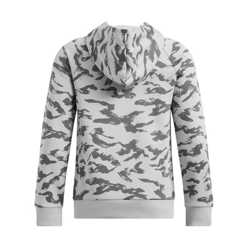 Under Armour Boys' Rival Fleece Printed Hoodie, (011) Mod Gray/Castlerock/White, Large