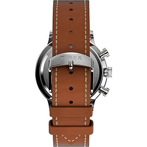 Timex Men's Waterbury Classic Chrono 40mm Stainless Steel Quartz Dress Watch with Leather Strap, Brown, 20 (Model: TW2V30800VQ)