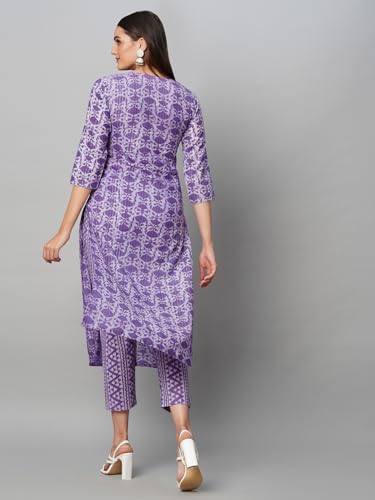 ANNI DESIGNER Womens Cotton Blend Straight Printed Kurta with Pant (Raja Blue_XL_Blue_X-Large)