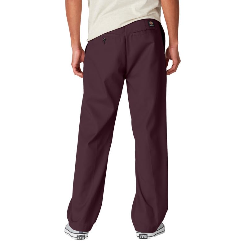 Dickies Men's Skateboarding Regular Fit Twill Pants, Maroon, 30W x 32L