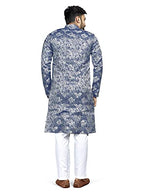 N.B.F Cotton Mens Ethnic Wear Stylish Blue Kurta Pajama Long Sherwani Set