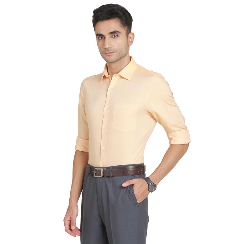 Turtle Men 100% Cotton Light Pink Self Design Slim Fit Full Sleeve Formal Shirt