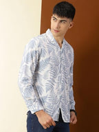 Thomas Scott Mens 100% Cotton Printed Regular Fit Casual Shirt - White
