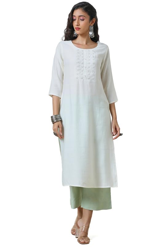 Soch Women'S Viscose Blend Regular Kurta (Ewa4Ku60783A_Off White