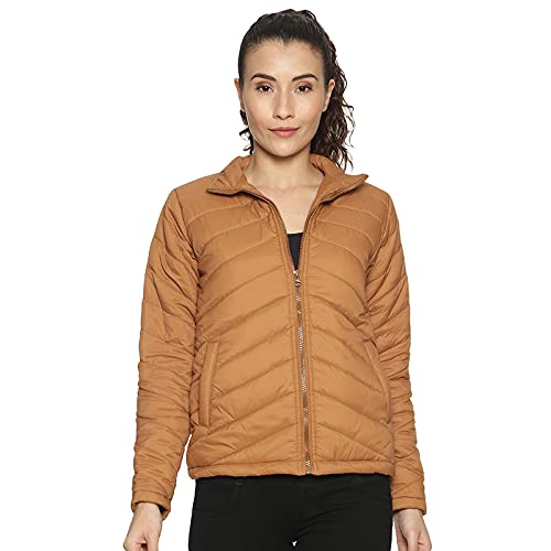 Campus Sutra Women Blended Stylish Standard Length Solid Bomber Jacket(AZ119_JKBOM_W_PLN_BR_AZ_M) Brown