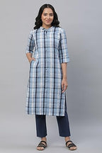 Aurelia White Checker Modern Kurta And Pants Set