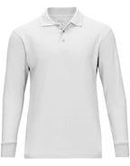 Premium Wear Men's Long Sleeve Polo Shirts - Stain Guard Polo Shirts for Men - White - 3X-Large