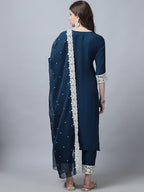 Alvami Embroidery Kurta And Pant Set With Dupatta