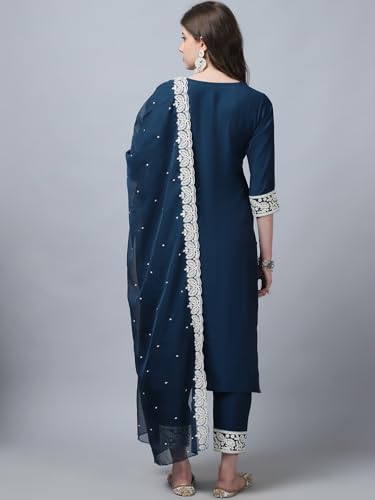 Alvami Embroidery Kurta And Pant Set With Dupatta