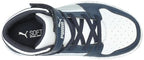 PUMA Rebound Layup Mid Hook and Loop Sneaker, White-Flat Light Gray-Club Navy, 12 US Unisex Little Kid