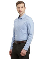 Turtle Men 100% Cotton Slim Fit Light Blue Striped Full Sleeve Formal Shirt