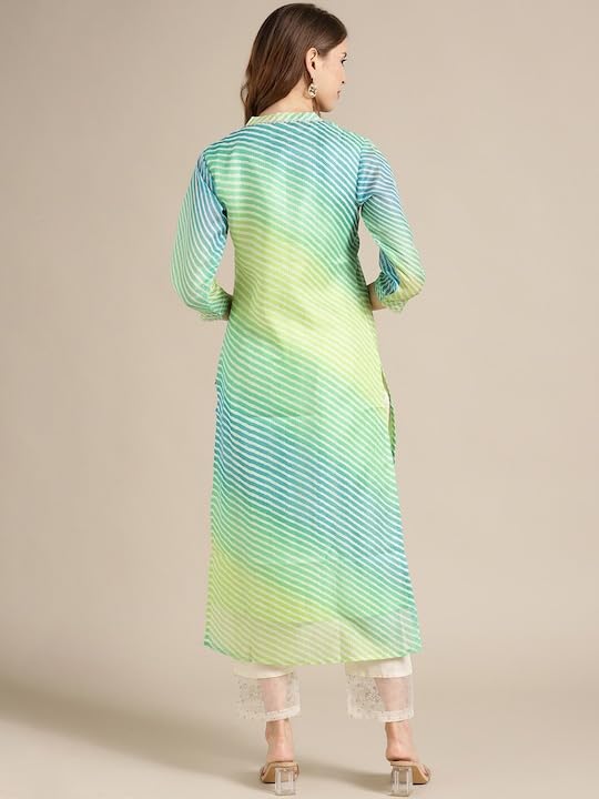 Varanga Leheriya Printed Straight Kurta With Mandarin Collar