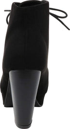 Forever Camille-86 Women's Comfort Stacked Chunky Heel Lace Up Ankle Booties, Black, 8.5