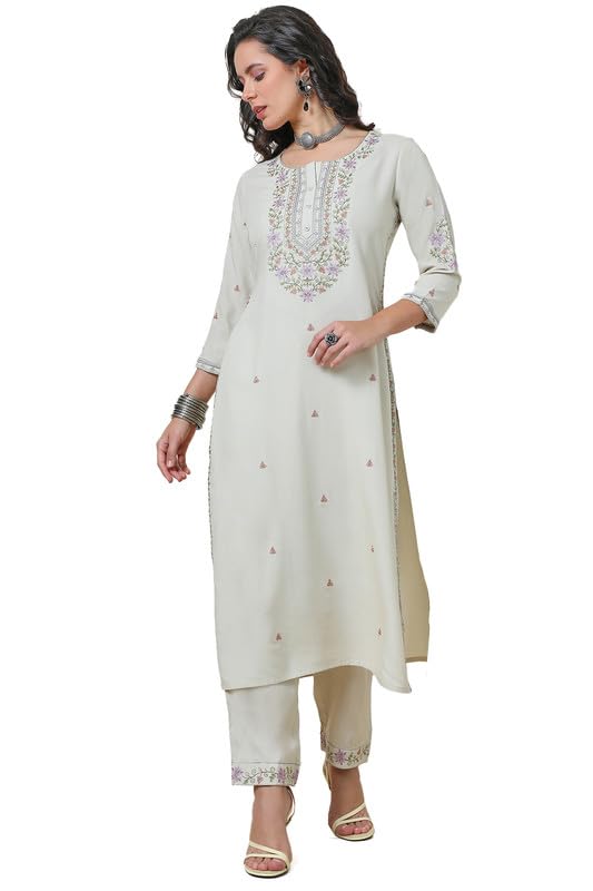 Soch Women Embroidered Rayon Straight Kurta Set