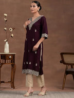 Libas Women'S Viscose Embroidered Regular Kurta (29247 Burgundy