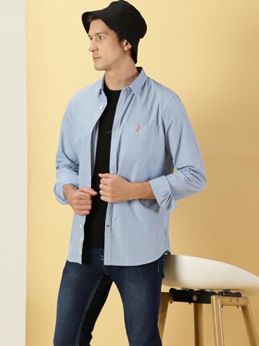 Thomas Scott Stripes Long Sleeve Casual Shirt with Spread Coller Shirts for Mens