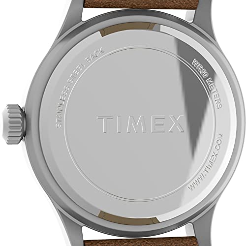 Timex Men's Expedition Scout 40mm Watch - Silver-Tone Case Green Dial with Brown Leather Strap